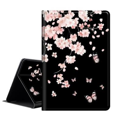 Imagem de Capa para iPad Pro de 13 polegadas M4 (modelo 2024, 7ª geração), capa fólio de couro PU com hibernação automática, Viewin em vários ângulos, flores de cerejeira rosa