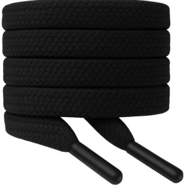 Imagem de CadarçoPreto Compatível Todas Marcas Achatado Resistente 100% Poliéste1.20cm Enchimento Interno Ponteiras Reforçadas Acabamento Uniforme Ideal Tênis Casuais Esportivos Escolares – Azrael Presentes®