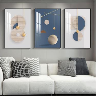 Imagem de Posters De Parede Em Tela, Pintura Decorativa De Tríptico Para Sala De Estar E Quarto, Imagem Reflexiva De Destaque De Cristal, Moldura Preta, I, 60x80x3cm