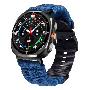 Imagem de BINLUN Pulseiras de Relógio Compatível com Samsung Galaxy Watch Ultra 47 mm Smartwatch Pulseira de Reposição Trançada 550 Paracord Nylon Pulseira Esportiva para Homens e Mulheres(Azul,26mm)