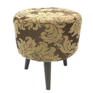 Imagem de Puff Angel Redondo Pé Palito Marrom com Bege - Sua Casa Decor