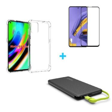 Imagem de Kit Carregador Portátil Moto G9 Plus + Capa + Película De Vidro 3D - M