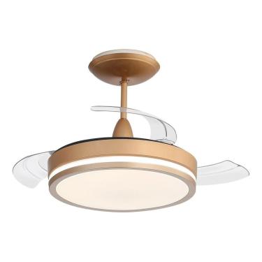 Imagem de Ventilador Teto Retrátil Controle Remoto 3 Pás Mini Dourado