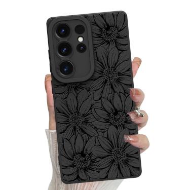 Imagem de Capa de telefone MZELQ Silicone Black Floral Samsung Galaxy S25 Ultra