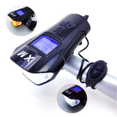 Imagem de Farol Luz LED Sinalizador Para Bike Multifuncional Com Buzina e Velocí