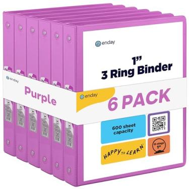 Imagem de Fichário com 3 anéis roxos, 2,5 cm, capa transparente de 2,5 cm com 2 bolsos internos, fichário de material escolar colorido, também disponível em rosa, azul, cinza, verde e vermelho (6 peças) – por