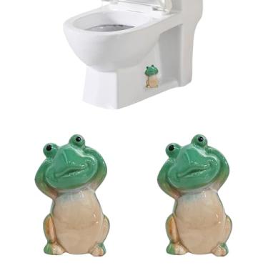 Imagem de Qaoliffa Conjunto de 2 capas de parafuso de vaso sanitário de animais engraçados, capas de parafuso de vaso sanitário de cerâmica, decoração de banheiro fofa, acessórios temáticos divertidos, peças de