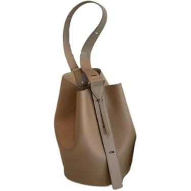 Imagem de Bolsa De Balde Feminina Conjuntos De Bolsa De Ombro Retrô Para Mulheres Cor Sólida Grande Capacidade Cross Body Shopper Totes, Khaki, 32x30x22cm