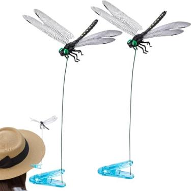 Imagem de Winsyison 2 peças de clipes de varinha de libélula, brinquedo interativo de varinha de animal de estimação para cães gatos, simulação 3D artificial de libélulas, chapéu, clipe, dispositivos