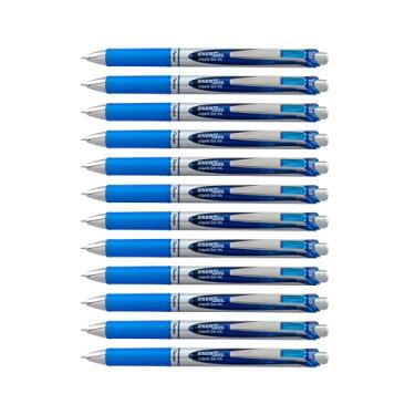 Imagem de Pentel Caneta de gel líquido retrátil EnerGel RTX, linha extrafina, ponta de agulha, tinta azul, pacote com 12 (BLN73-C), agulha de 0,3 mm