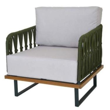 Imagem de Poltrona Moderna de Área Externa Modelo Egito Corda Naval Madeira e Al