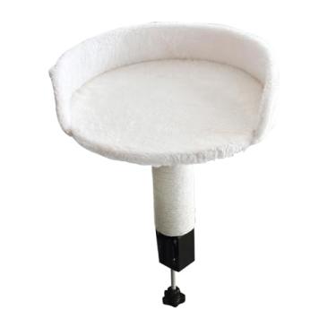 Imagem de IEUDNS Cama de mesa para gatos, poleiro para gatos, móveis para gatinhos, cama para animais de estimação, rede redonda macia para mesa de computador, Branco