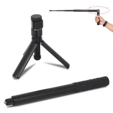 Imagem de ROINROJI Tripé de vara de selfie invisível portátil com rotação de 360° - compatível com Insta360 X3/ONE X2/RS/R/GO 3S vara de câmera invisível extensível alumínio suporte antivibração acessórios