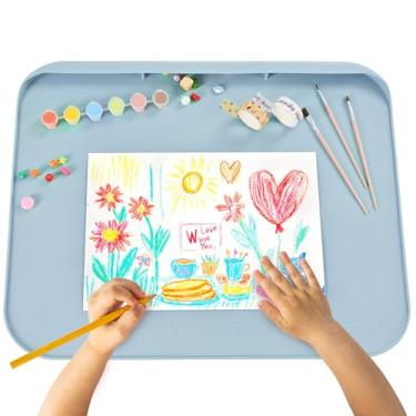 Imagem de Weeme Tapete de arte de silicone para artesanato, tapete de pintura de 50 cm x 39,9 cm para crianças com laterais elevadas, superfície antiderrapante para resina, argila, play-doh, criação de joias