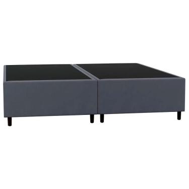 Imagem de Base Cama Box Casal Queen 158cm Bipartido Hit Z04 Suede Cinza - Mpozenato