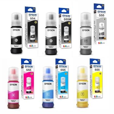 Imagem de Kit 6 Refil 555 / 554 Epson Ecotank L8160/l8180 6 Cores T554 E T555 Original