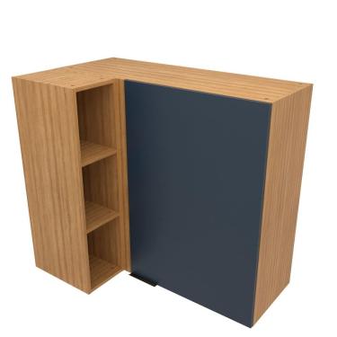 Imagem de Armário Aéreo De Canto Bartira Cristal Lâmina De Mel/azul Royal