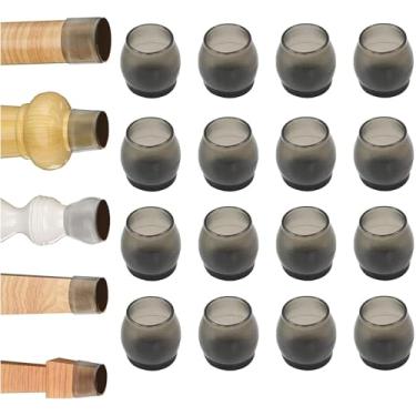 Imagem de 24 Pcs Protetores De Piso De Perna De Cadeira Capas De Perna De Cadeira De Silicone Para Proteger Pisos De Madeira De Arranhões Ruído Móveis Copos Tampas De Per, Black, Round S