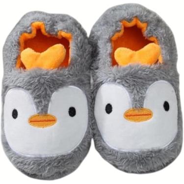 Imagem de Crianças Witer Chinelos Witer Cute Pegui Kids Chinelos Confortável Baby Warm Cotto Shoes Meninos Ad Girls House Idoor Aimal Pelúcia, Penguin, 10(Insole 17.5 cm)