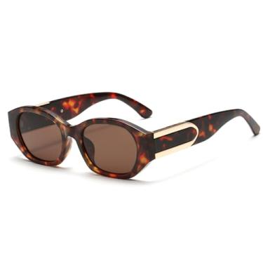 Imagem de HPIRME Óculos poligonais da moda, espelhos decorativos para fotografia de rua, tela externa, UV400 (Leopardo)