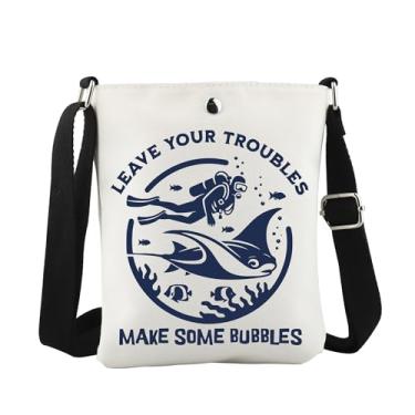 Imagem de WCGXKO Bolsa tiracolo Leave Your Troubles Make Some Bubbles Presente de Mergulho Vida Oceânica Presente para Amantes de Mergulho, Some Bubbles Cro