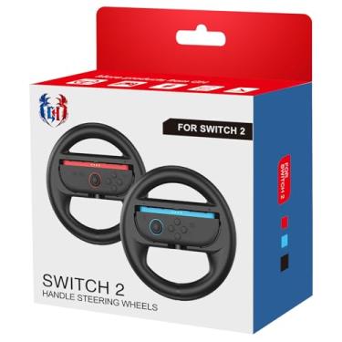 Imagem de GH Switch 2 Steering Wheel for Mario Kart World, Mario Cart Racing Wheel Compatible with Nintendo Switch 2, Joy Con Games Controller Black x2