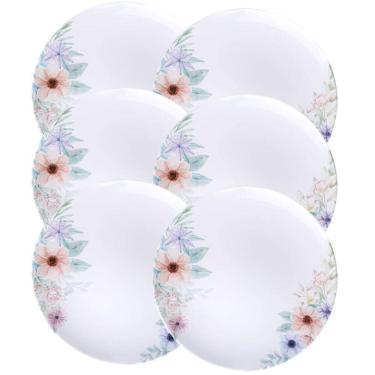 Imagem de Jogo 6 Pratos Rasos 28cm Tramontina Floratta Porcelana Decor