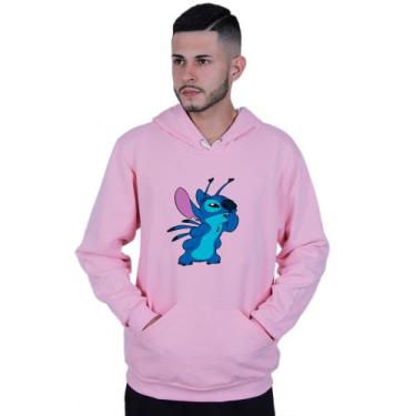 Imagem de Moletom Unissex Canguru Lilo Stitch Pensando - Lafre, Rosa claro, P