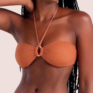 Imagem de Biquini sem alça Feminino Confortável She, Laranja, G
