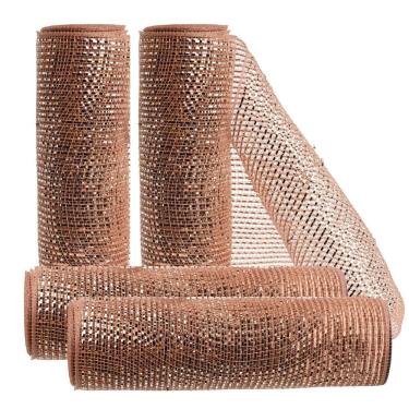 Imagem de Kit 4 Telas Decoração Natal Fita Larga 25cm x 5 metros Rosê Gold - Magizi