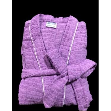 Imagem de Roupão de Banho Briza Atoalhado Adulto c/ Viés 100% Algodão Manga Curt