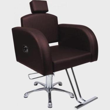 Imagem de Cadeira Salão Reclinável Destak Hidráulica estrela Marrom Café - movei