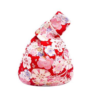Imagem de BAR AUTOTECH Bolsa de pulso elegante de algodão com estampa japonesa, bolsa de mão, bolsa de lona portátil para mulheres, mulheres, Sakura, Cotton