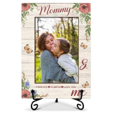 Imagem de Porta-retrato Mommy & Me, porta-retrato para mãe, presente de aniversário para mamãe mamãe, moldura de madeira com suporte, moldura de 10 x 15 cm para exibição de prateleira de mesa, decoração de mesa