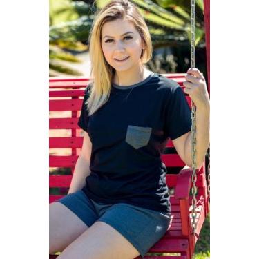 Imagem de Pijama Verão Malha PV Pijama Short Blusa Baby Look - Preto - Sou Gata 