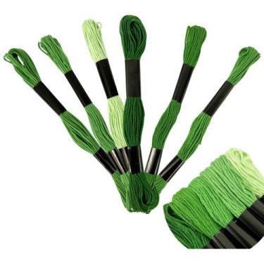 Imagem de Kit 6 Meadas Linha De Bordar Bordado Manual Ponto Cruz - ADB, Verde