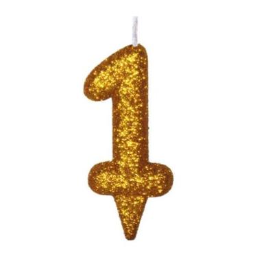 Imagem de Vela De Aniversário Número Magic Glitter Dourado - PartiuFesta