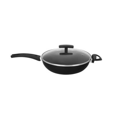Imagem de Frigideira Wok Teflon Antiaderente 26 Cm Tampa de Vidro 26 Cabo e Alça