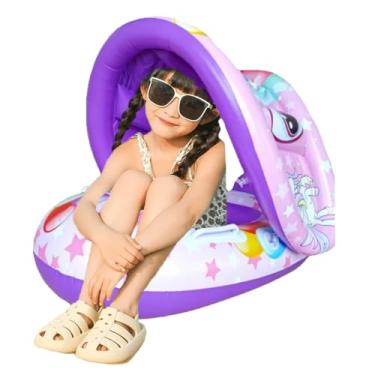 Imagem de Boia Infantil Dinossauro Rosa Bote Inflavel Cobertura Bebe Criança Piscina