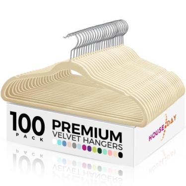 Imagem de Cabides de veludo HOUSE DAY Premium, pacote com 100, bege