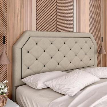 Imagem de Cabeceira Para Cama Queen Florença Suede Bege/preto - Móveis Arapongas