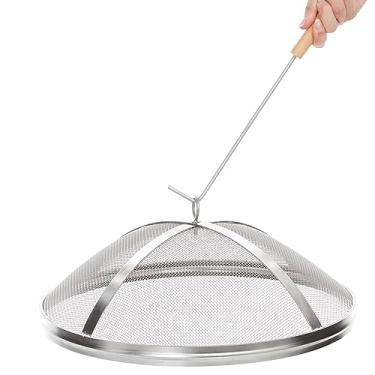 Imagem de COSPARX Fire Pit Spark Cover Compatible with The Solo Stove Bonfire Size Fire Pit - Easy to Lift Stainless Steel Fire Pit Spark Shield with Guild Stick Included (Stainless Steel)
