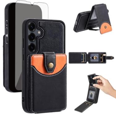 Imagem de Asuwish Capa de celular para Samsung Galaxy S25 Plus S25+ 5G capa carteira celular compatível com Magsafe protetor de tela de vidro temperado Slim Stand Card Slot S25Plus 25S + S 25 25+ SM-S936U preto