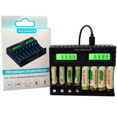 Imagem de Carregador De Pilhas Aa Aaa Recarregável 8 Slots Lcd Carga Rápida