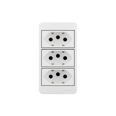 Imagem de Placa Para Condulete Caixa 3/4" Com Tomada Tripla Margirius Sleek 2p+t 20a Branca Branco