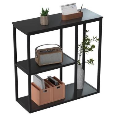 Imagem de Mesa de console WOHOMO 31,5x31,5 cm preta industrial de 3 camadas