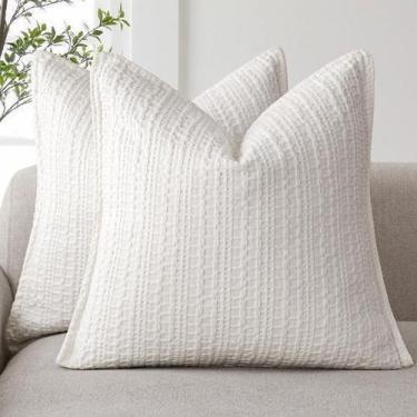 Imagem de Capas de almofada Findtower Waffle Weave 60x60cm, branco creme - Foind