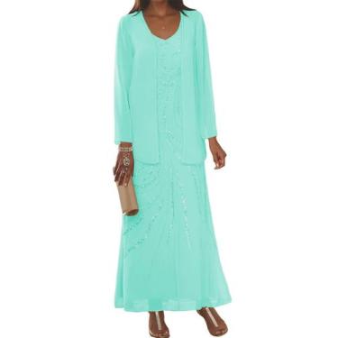 Imagem de Vestidos para a mãe da noiva Clothfun Sequin Turquoise