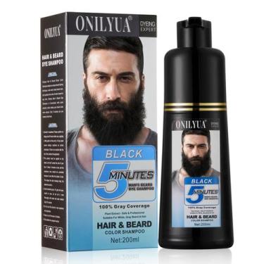 Imagem de Shampoo para tintura de barba Onilyua Black 200 ml para homens, cobert