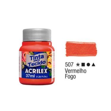 Imagem de Tinta Para Tecido Acrilex 37ml Cores Vivas e Duradouras, Vermelho Fogo